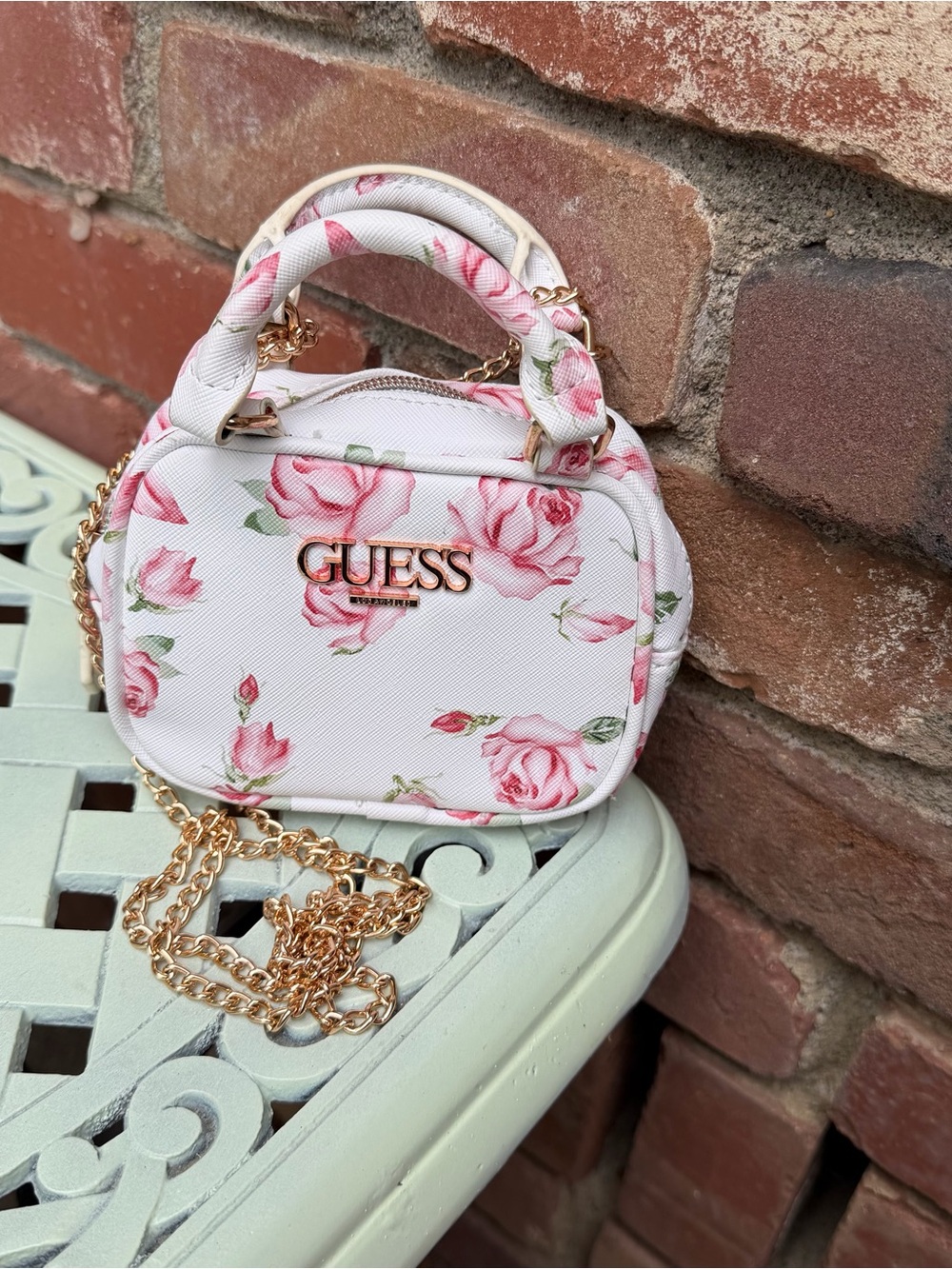 Guess Floral Mini Crossbody Bag with chain - Picture 2 of 5